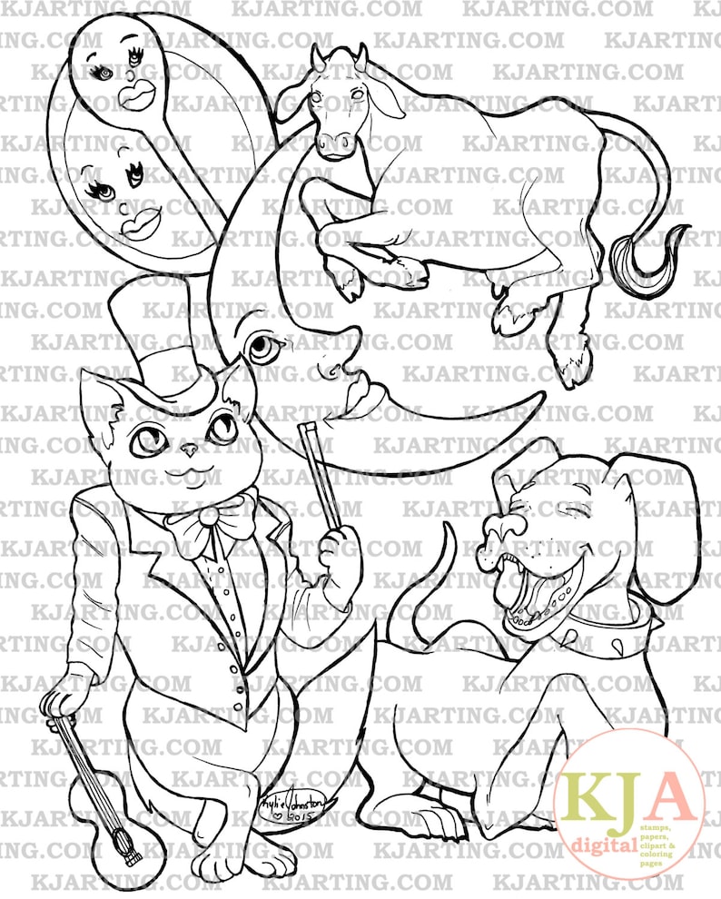 Hey Diddle Diddle Coloring Page line_art Printable_00149 | Etsy