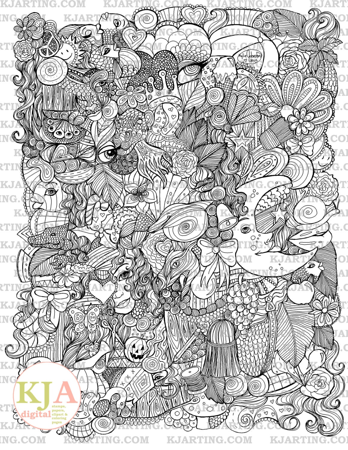Zendoodle Coloring Page line_art Printable_00180 ZEN1 - Etsy