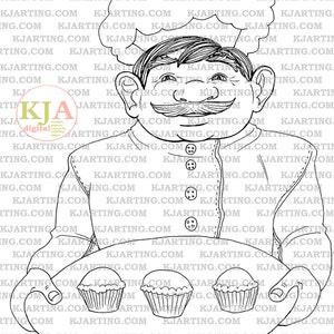 The Muffin Man Coloring Page Line_Art Printable_00191 | Etsy