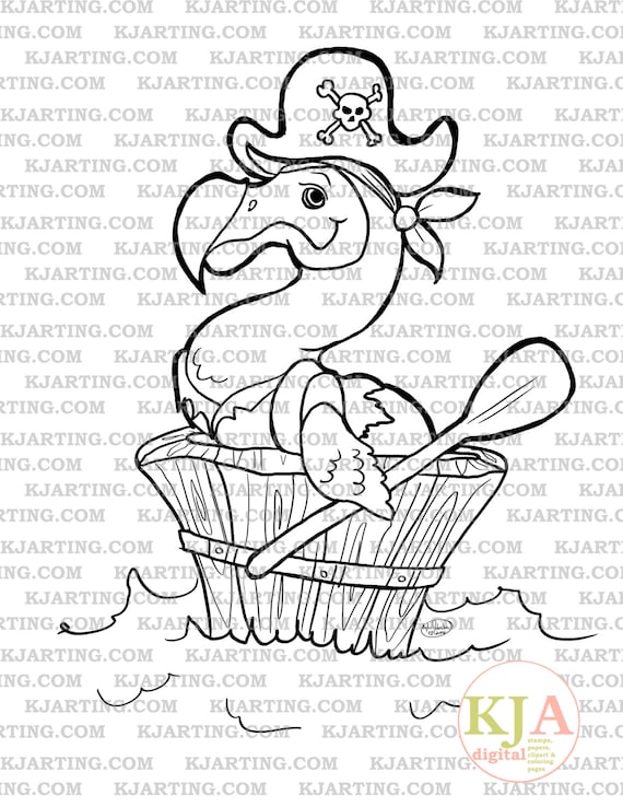 Pirate Dodo Digi Stamp Line Art Printable 00107 KJArting