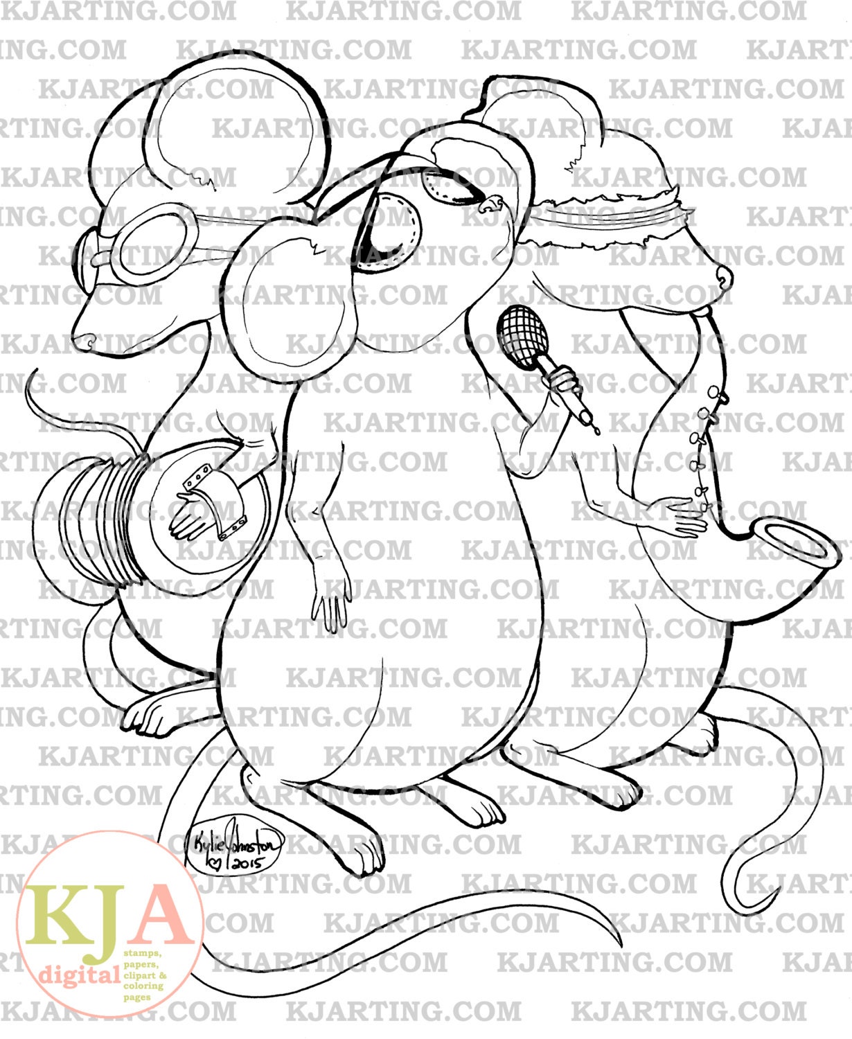 Three Blind Mice Coloring Page Line Art Printable 00194 Etsy