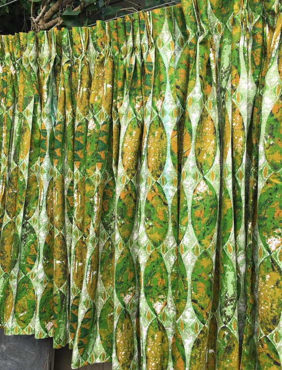 1960s 50s Curtains Drapes 3 Panels Mid Century Modern Etsy