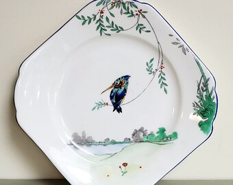 Shelley Art Deco Kingfisher Pattern Square Tea Plate 11669