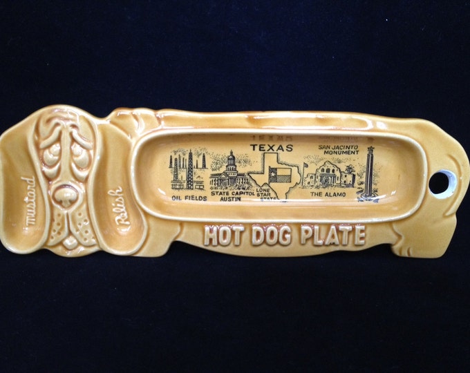 Vintage Ceramic Hot Dog Plate Hot Dog Holder Mid Century Kitchen Etsy