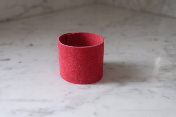 Vintage Leather Suede Wrist Cuff - Made in Greece - image 8