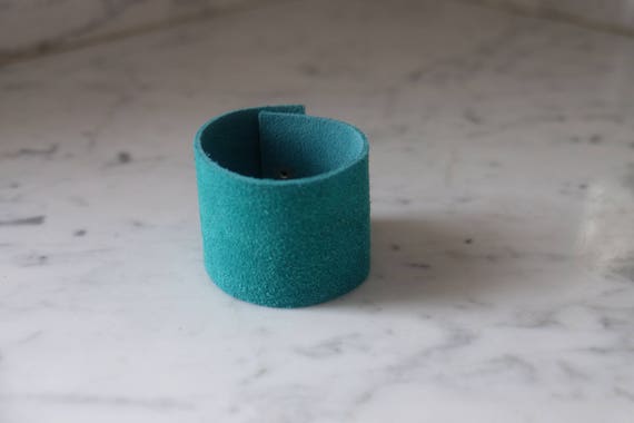 Vintage Leather Suede Wrist Cuff - Made in Greece - image 7