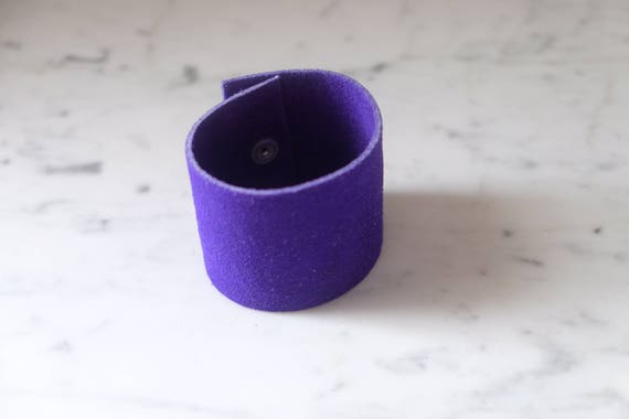 Vintage Leather Suede Wrist Cuff - Made in Greece - image 6