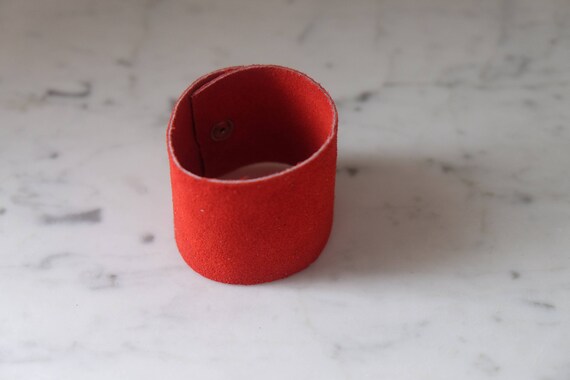 Vintage Leather Suede Wrist Cuff - Made in Greece - image 4