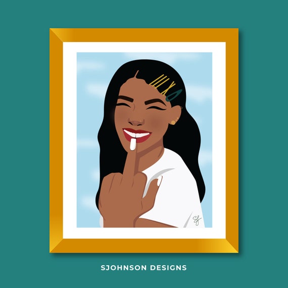 Back on my B.S Art print | wall art | bedroom | room decor | illustration | middle finger art print | holiday gift Il_570xn