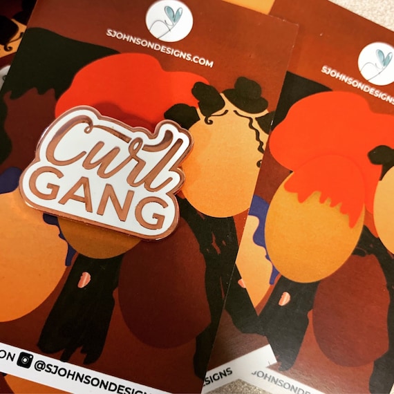 Curl Gang hard enamel pin | lapel pin | curly girl | birthday gift | natural hair | curly hair pin | stocking stuffer | gifts under 20 Il_570xn