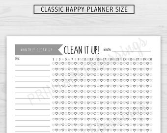 Cleaning Planner Insert | Monthly Cleaning Tracker - MAMBI Classic Size | Printable Instant Download