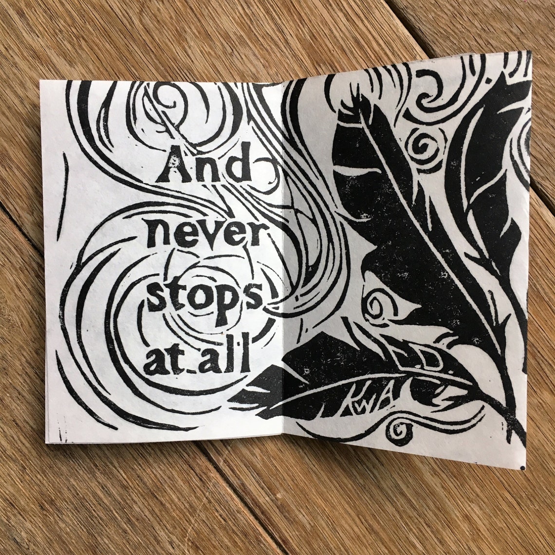 Hoop is het ding met veren originele linosnede mini boekenset | Etsy