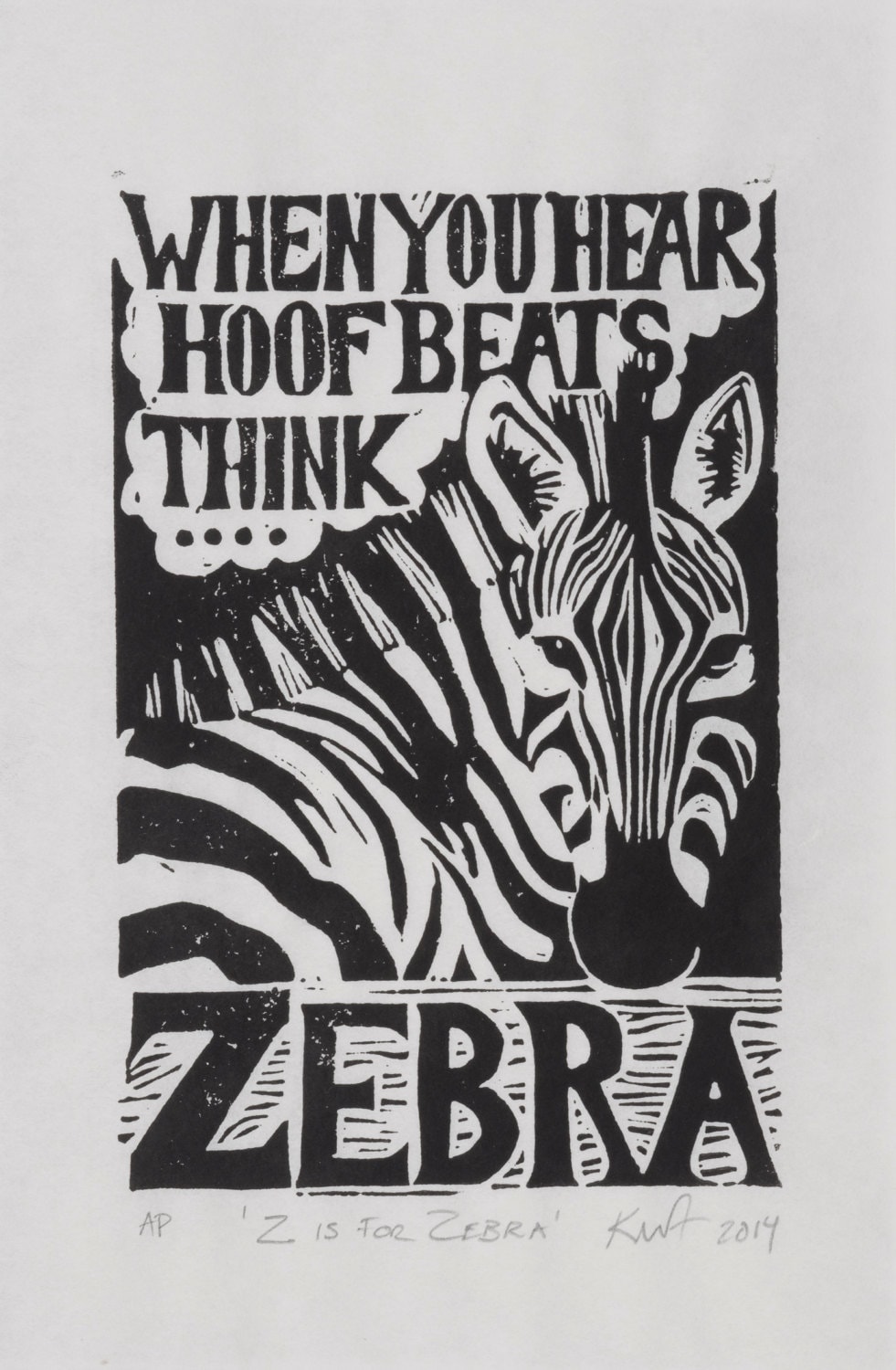 Z is for Zebra, Limited Edition Linocut Print From the Alport Syndrome ...