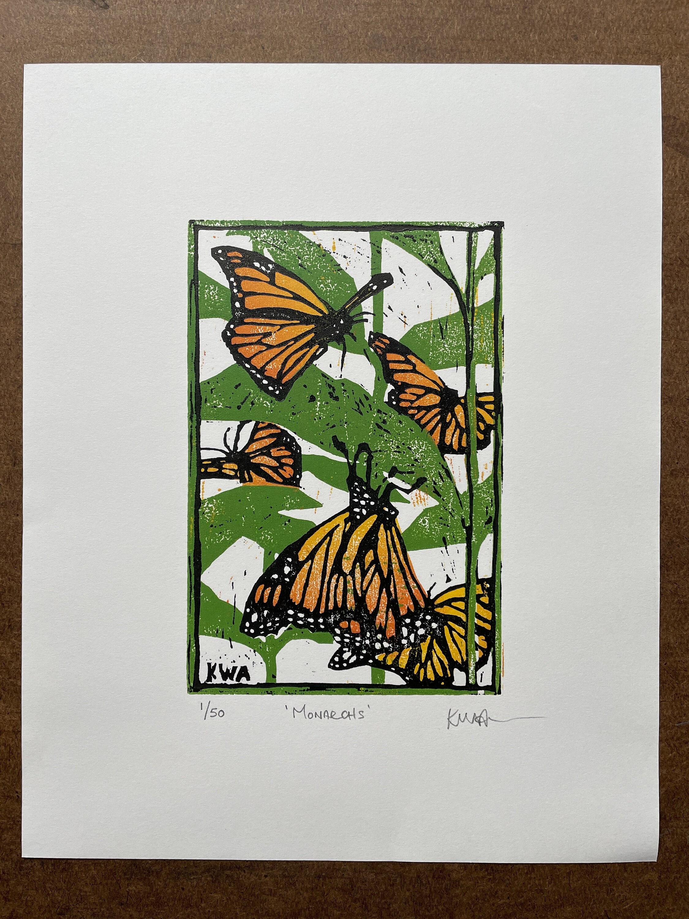 Original Watercolor Print of a Painting, Monarch Butterfly Art, 8x10,  orange black butterflies, pollinator, save the monarchs