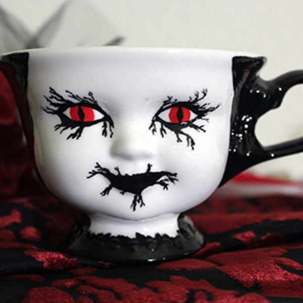 Hand Painted, Ceramic 3 inch Corpse Paint Teacup