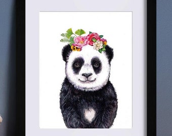 Panda imprime, décor de pépinière, art de mur de pépinière de fille, impressions animales de chéri, art de mur de pépinière, animaux de chéri, art de mur d’enfants, pépinière imprimable