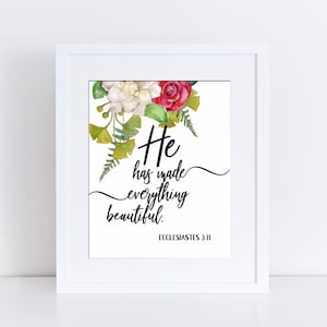 Bible Verse Art, Ecclesiastes 3:11, Scripture Wall Art, Christian Verse, Printable, Instant Download