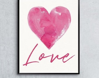 Love Art Print, Inspirational Wall Decor, Heart Printable Wall Art , Inspirational Art Print, Digital Prints, Love Printable Quotes, Heart