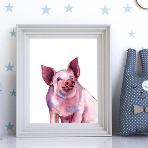 Pig Art Print, Farm Animals, Nursery Decor, Nursery Art,  Baby Animal Print, Watercolor Animals, Baby Animal Nursery, Baby Shower Gift