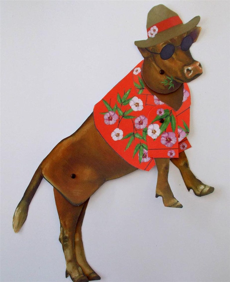 DIY Paper Dolls Hawaiian Cow Jointed Paper Dolls Cow Paper Etsy