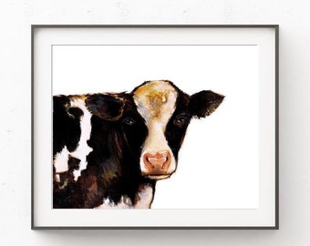 Cow Art Print, Farm Animal Print, Nursery Decor, Animal Art, Nursery Wall Art, Wall Art, Cow Decor, Cow Wall Decor, Watercolor Animal