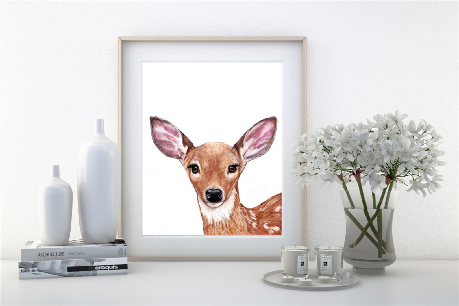 Deer Print, Nursery Decor, Woodland Animals, Baby Animals, Deer Nursery