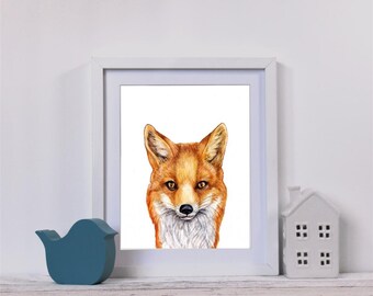 Impresiones de vivero de zorro, decoración del vivero, animales del bosque, impresiones de animales del bebé, arte de la pared del vivero, animales del bebé, arte de la pared de los niños, vivero imprimible