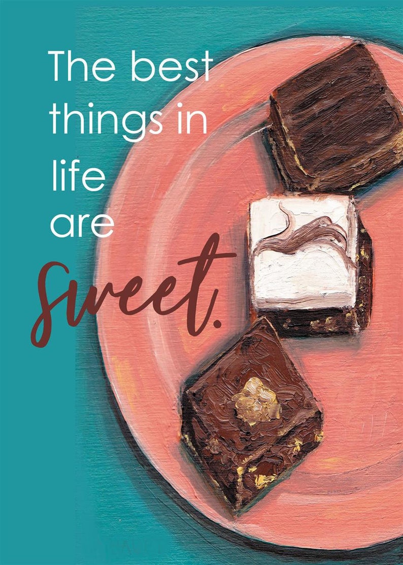 Chocolate Brownies Kitchen Art Print, Quote Wall Decor, Printable Wall