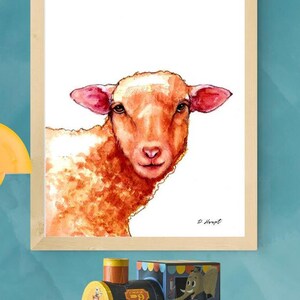 Lamb Art Print, Nursery Decor, Nursery Art, Lamb Art, Baby Animal Print, Animal Print, Watercolor Animals, Baby Animal Nursery, Shower Gift