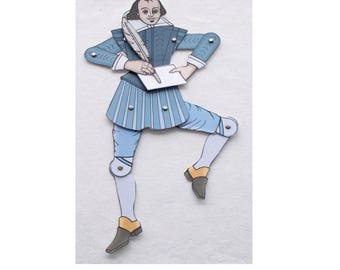 Shakespeare Paper Doll, Shakespeare Bookmark, Book Lover Gift,  Articulated Paper Doll, Teacher Gifts, Paper Doll Download, Shakespeare