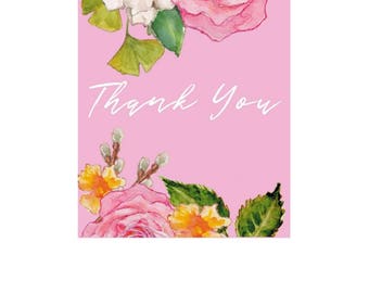 Printable Thank You Card, Thank You Card with Envelope Liner, Floral Liners, Gift Tags