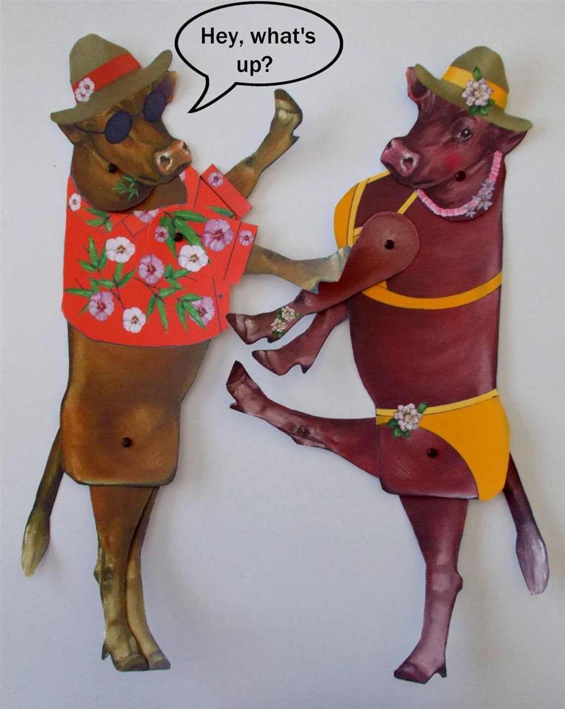 DIY Paper Dolls Hawaiian Cow Jointed Paper Dolls Cow Paper Etsy