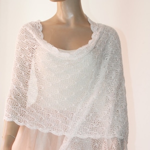 White Shawl, Knit Shawl, Bridal Shawl,White Wrap, White scarf, White Cape, Bridal Wrap, White Shrug, White Wrap, Wedding Shawl, Bridal Cape