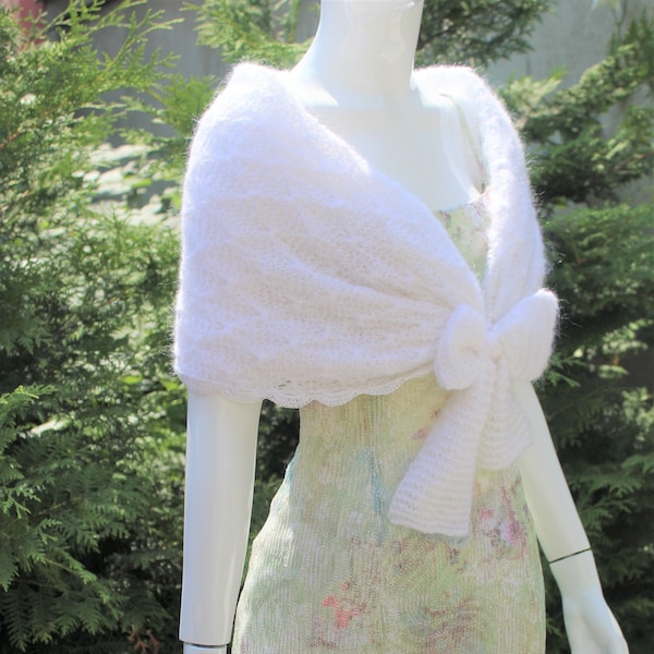 White shawl,Crochet wedding shawl, Bridal cape, Bridal wrap, Bridal shrug, Bridal shawl, Romantic wedding shawl, Wedding bolero, Mohair cape