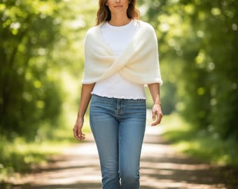 Ivory shawl, winter wedding shawl, bridal cape, bridal wrap, bridal shrug, bridal shawl, romantic wedding shawl, wedding bolero, shawls