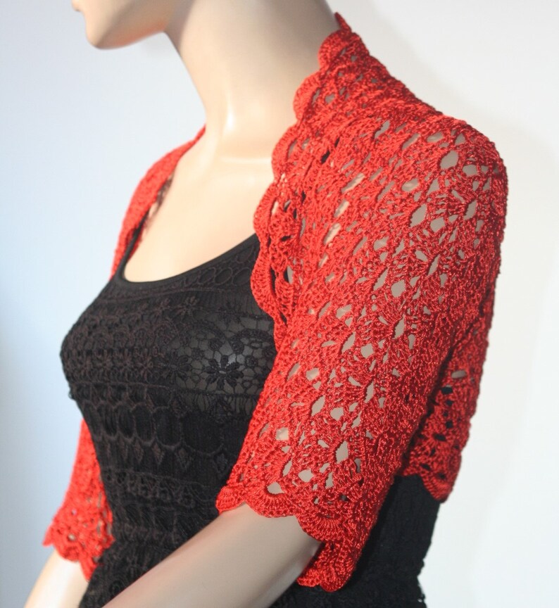 Red crochet shrug Wedding bolero shrug Bolero jacket Lace | Etsy