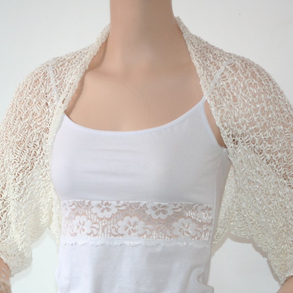 Shrug for summer, Shrug for women, Shrug for dresses, White shrug, Crochet shrug, Cotton shrug, Ivory shrug, Knitted shrug, Knitted bolero