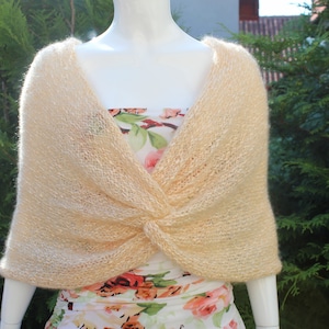 Yellow shawl, Wrap for wedding, Cape for wedding, Knitted wedding capelet, Wedding capelet, White shawl for wedding, Ivory shawl,White cape