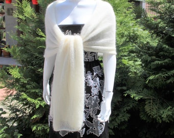 Bridal shawl ivory, ivory scarf, scarf, white shawl, Ivory wrap,  mohair shawl, mohair wrap shawl, wedding shawl,hand knitted shawl, shawls