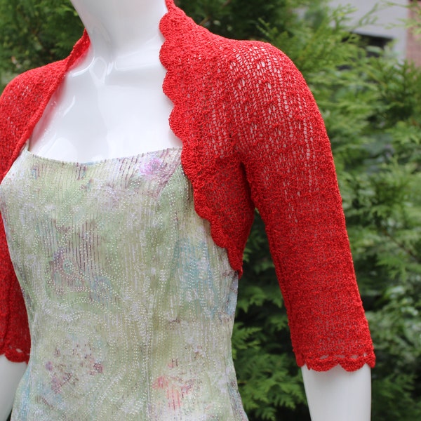 Corduroy Frock With Red Embroidered Shrug