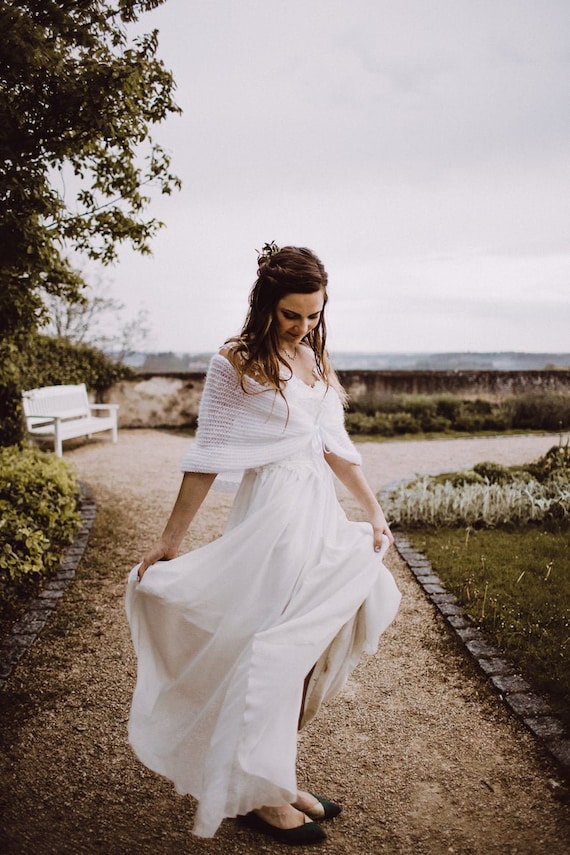 white bridal shawl