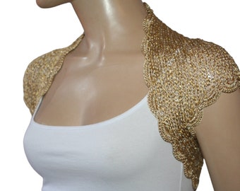 Gouden schouderophalend, bruiloft bolero schouderophalend, bolero jasje, kant schouderophalend, bruids schouders bedekken, bruidsmeisjes bedekken bolero, gouden bolero