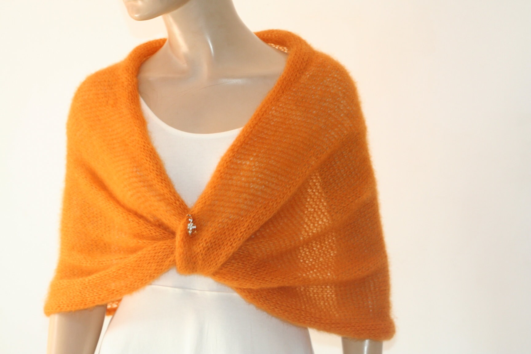 Orange Shrug Bridesmaid Cover Up Knitted Shawl Summer Etsy