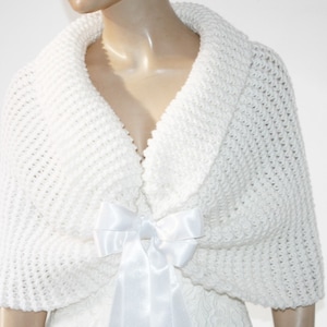 Winter Wedding Shawl, Bridesmaid Cover Up, Knitted Shawl, Winter Wedding Wrap, Evening  Jacket, Wedding Bolero Jacket, White Knitted Capelet