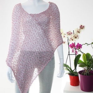 Dusty pink poncho,Pink shawl, Pink Poncho, Knit poncho, Cotton poncho,Bridal shoulders cover, Bridesmaids Cover up, Summer poncho,Knit Shawl