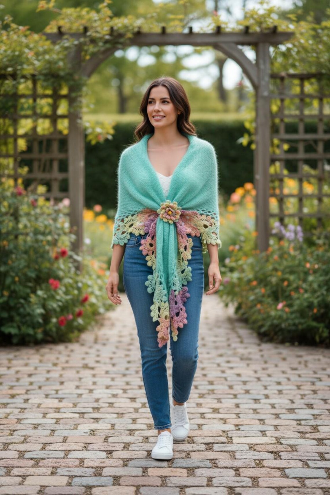 Spring Ttriangle Crochet Triangle Shawl, Crochet Spring Triangle Shawl, Knit Shawl ...