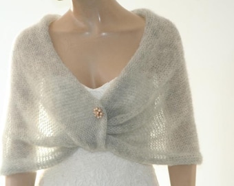 Silver cape, Shawls for dresses for weddings, Winter wedding shawl, Bridal shawls and wrap for wedding, Gray shawl for wedding, Bridal cape