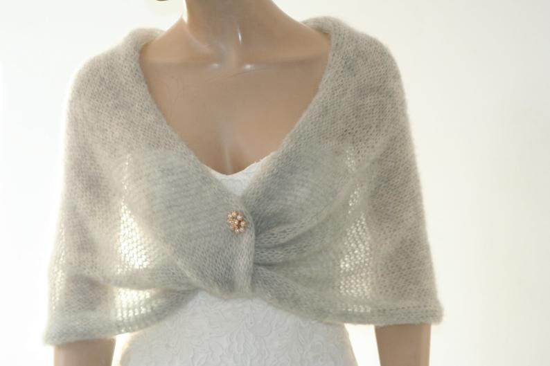 Silver cape, Shawls for dresses for weddings, Winter wedding shawl, Bridal shawls and wrap for wedding, Gray shawl for wedding, Bridal cape