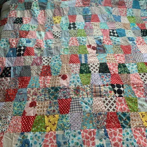 Fabulous Vintage Hand Sewn Quilt Top - approx. 52"x66"