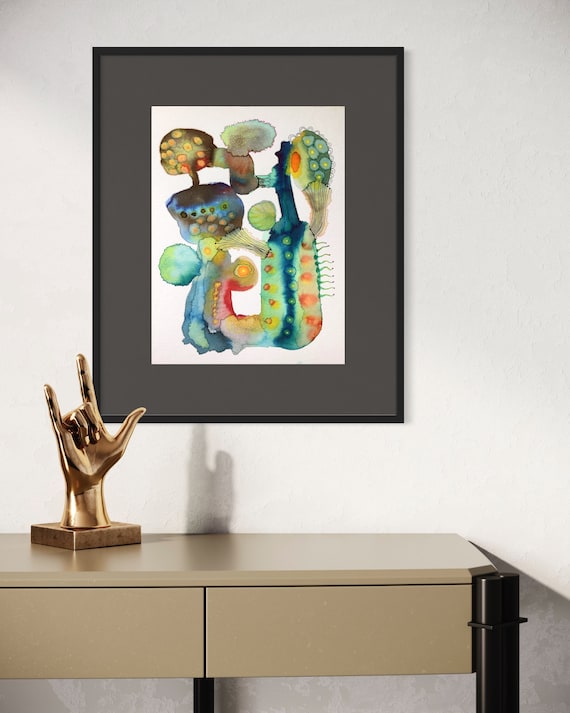 Abstract watercolor, original watercolor painting on paper, Eva Fialka
